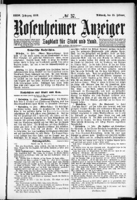 Rosenheimer Anzeiger Mittwoch 15. Februar 1899