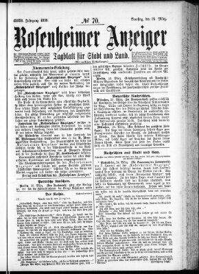 Rosenheimer Anzeiger Samstag 25. März 1899