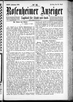 Rosenheimer Anzeiger Freitag 21. April 1899