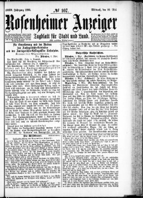 Rosenheimer Anzeiger Mittwoch 10. Mai 1899