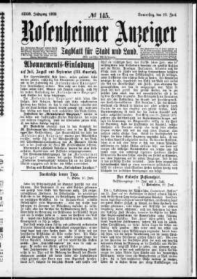 Rosenheimer Anzeiger Donnerstag 29. Juni 1899