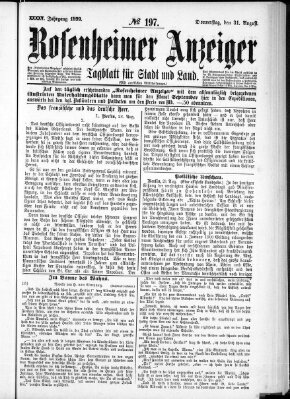 Rosenheimer Anzeiger Donnerstag 31. August 1899