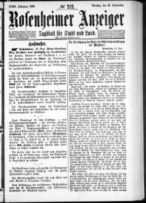 Rosenheimer Anzeiger Dienstag 19. September 1899