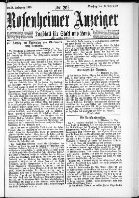 Rosenheimer Anzeiger Samstag 18. November 1899