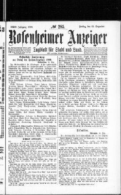 Rosenheimer Anzeiger Freitag 15. Dezember 1899