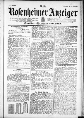 Rosenheimer Anzeiger Donnerstag 14. Juni 1900