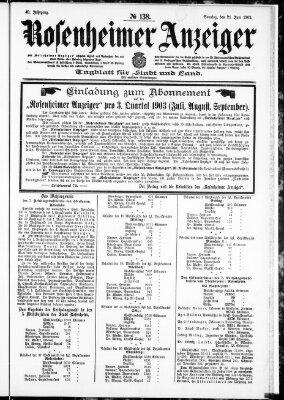Rosenheimer Anzeiger Sonntag 21. Juni 1903