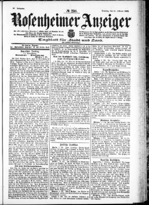 Rosenheimer Anzeiger Sonntag 11. Oktober 1903