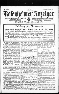 Rosenheimer Anzeiger Mittwoch 30. März 1904