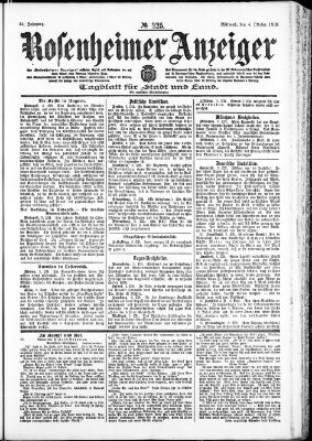 Rosenheimer Anzeiger Mittwoch 4. Oktober 1905