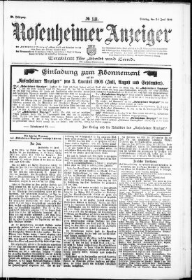 Rosenheimer Anzeiger Sonntag 24. Juni 1906