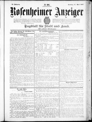 Rosenheimer Anzeiger Samstag 27. April 1907