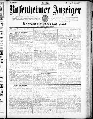 Rosenheimer Anzeiger Sonntag 25. August 1907