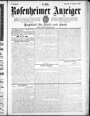 Rosenheimer Anzeiger Samstag 30. November 1907