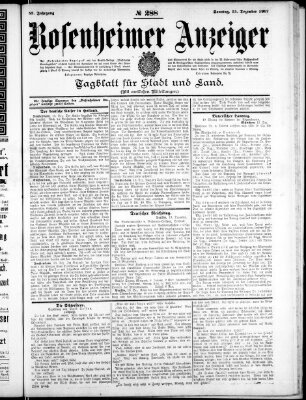 Rosenheimer Anzeiger Sonntag 15. Dezember 1907