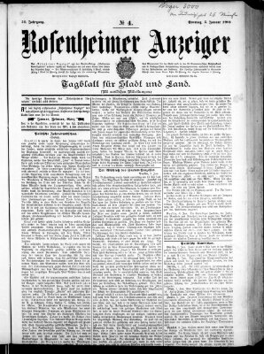 Rosenheimer Anzeiger Sonntag 5. Januar 1908