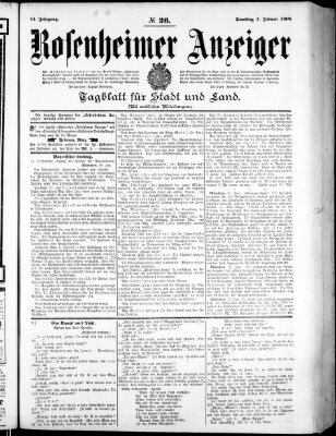 Rosenheimer Anzeiger Samstag 1. Februar 1908
