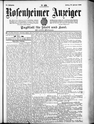Rosenheimer Anzeiger Freitag 28. Februar 1908