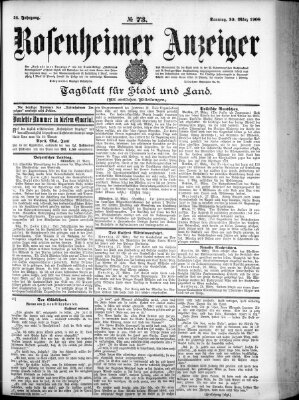 Rosenheimer Anzeiger Sonntag 29. März 1908