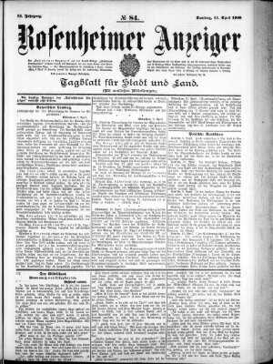 Rosenheimer Anzeiger Samstag 11. April 1908