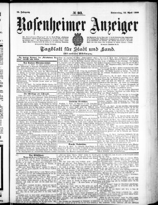 Rosenheimer Anzeiger Donnerstag 23. April 1908