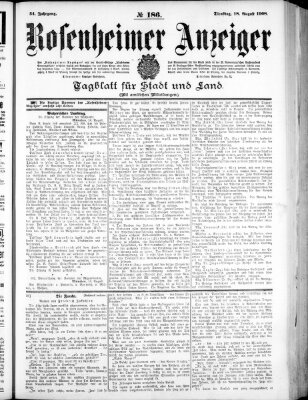 Rosenheimer Anzeiger Dienstag 18. August 1908