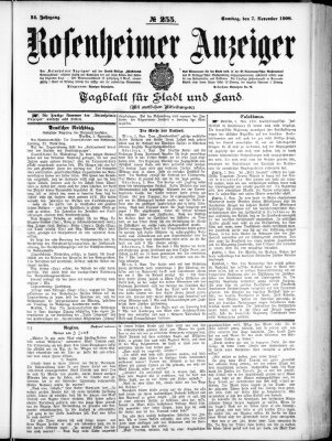 Rosenheimer Anzeiger Samstag 7. November 1908
