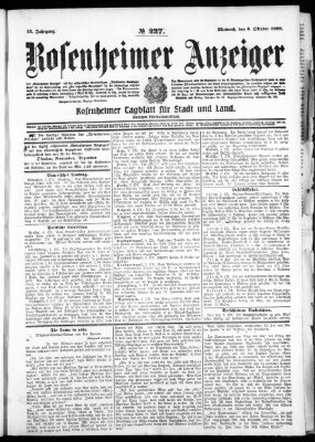 Rosenheimer Anzeiger Mittwoch 6. Oktober 1909