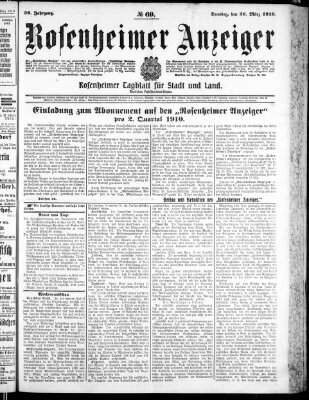 Rosenheimer Anzeiger Samstag 26. März 1910