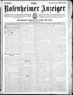 Rosenheimer Anzeiger Samstag 29. Oktober 1910