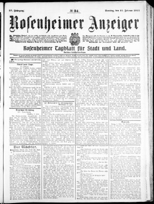 Rosenheimer Anzeiger Samstag 11. Februar 1911