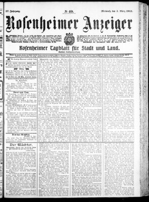 Rosenheimer Anzeiger Mittwoch 1. März 1911