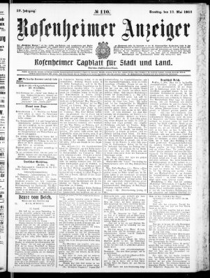 Rosenheimer Anzeiger Samstag 13. Mai 1911