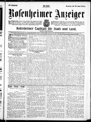 Rosenheimer Anzeiger Samstag 24. Juni 1911