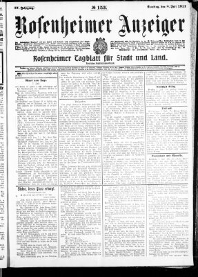 Rosenheimer Anzeiger Samstag 8. Juli 1911