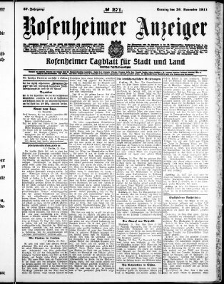 Rosenheimer Anzeiger Sonntag 26. November 1911