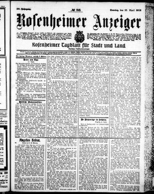 Rosenheimer Anzeiger Sonntag 13. April 1913
