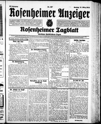 Rosenheimer Anzeiger Samstag 21. März 1914
