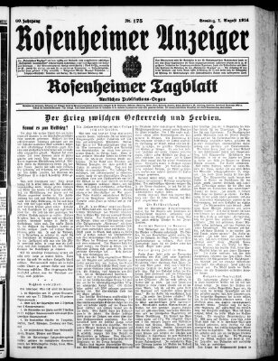 Rosenheimer Anzeiger Samstag 1. August 1914