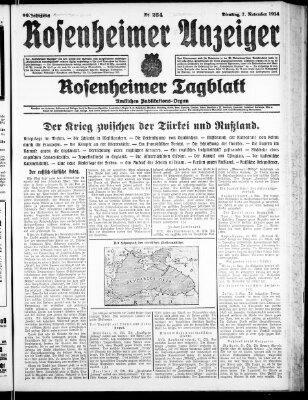 Rosenheimer Anzeiger Dienstag 3. November 1914