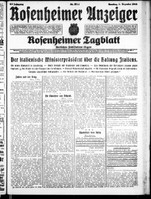 Rosenheimer Anzeiger Samstag 5. Dezember 1914