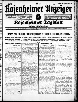 Rosenheimer Anzeiger Freitag 26. Februar 1915