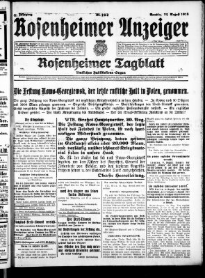 Rosenheimer Anzeiger Samstag 21. August 1915