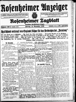 Rosenheimer Anzeiger Freitag 10. Dezember 1915
