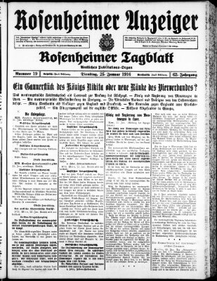 Rosenheimer Anzeiger Dienstag 25. Januar 1916