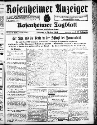 Rosenheimer Anzeiger Dienstag 3. Oktober 1916