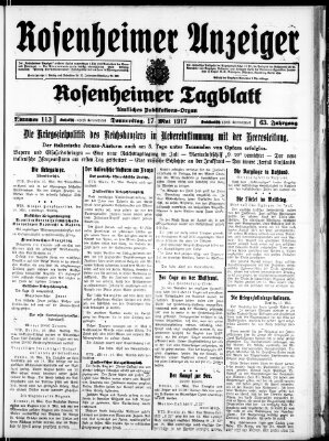 Rosenheimer Anzeiger Donnerstag 17. Mai 1917