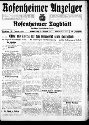 Rosenheimer Anzeiger Donnerstag 9. August 1917