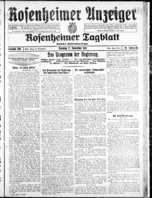 Rosenheimer Anzeiger Sonntag 17. November 1918