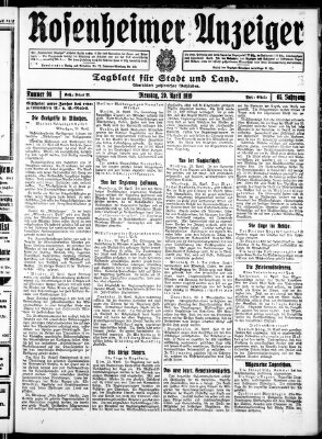 Rosenheimer Anzeiger Dienstag 29. April 1919